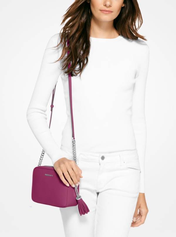 Damske Crossbody Kabelka Michael Kors Ginny Leather Tmavo Červené - Kabelky Michael Kors Lacne | SGMEW-1067